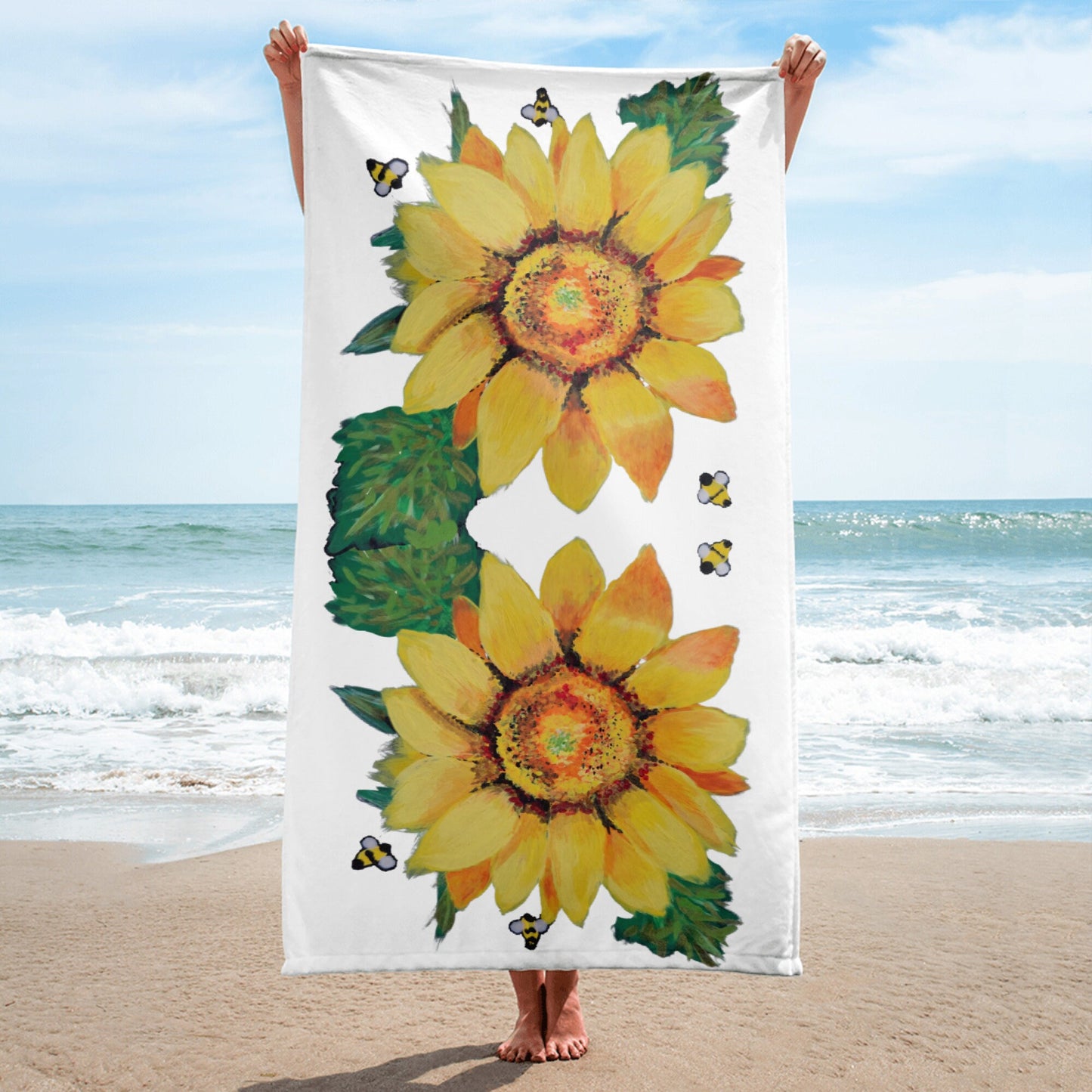 Yellow floral towel,fall towels,housewares,decor,botanical towels,guest towels,beach towels,kids bath towels,floral towels