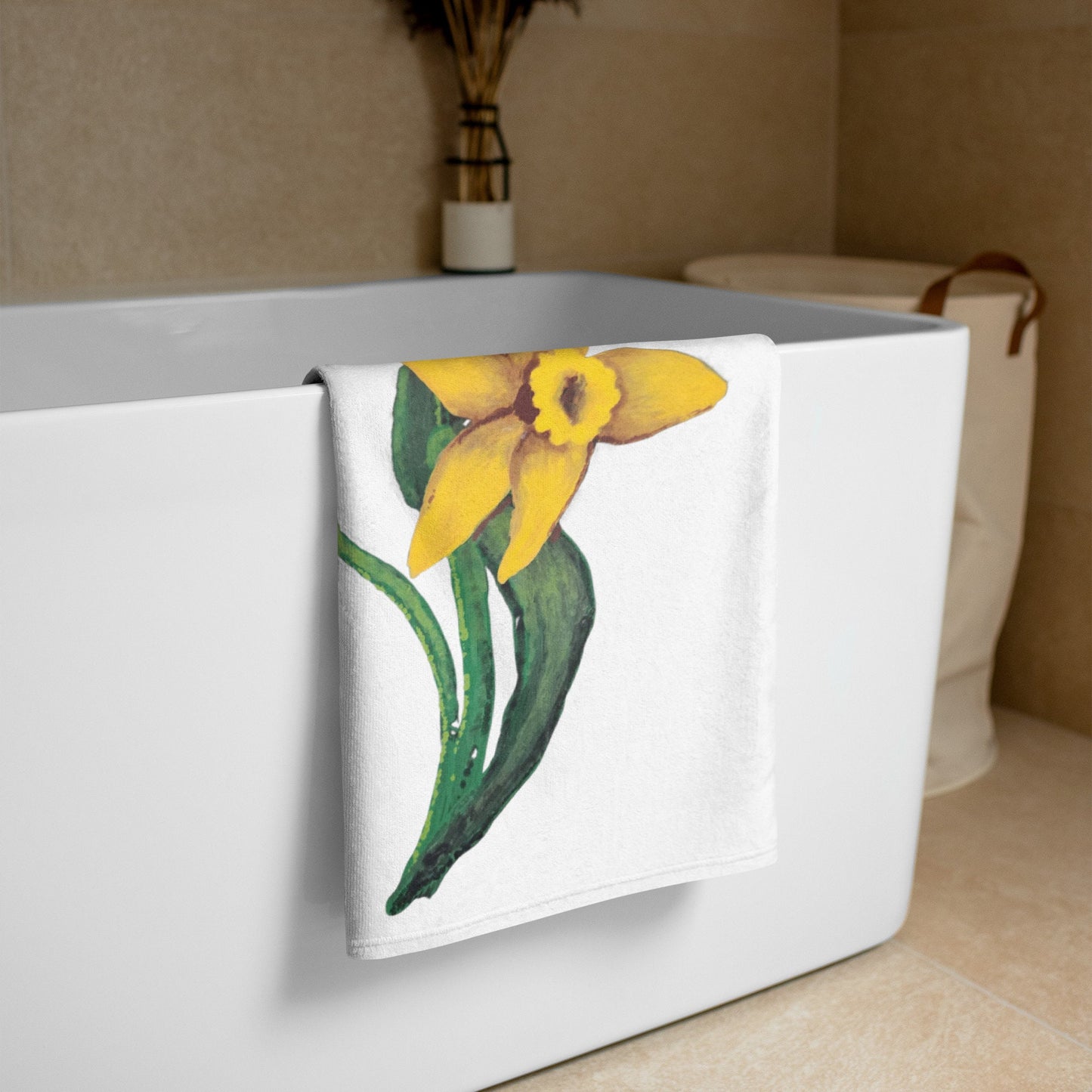 Daffodil Towel,fall towels,housewares,decor,floral towels,guest towels,beach towels,kids bath towels,floral decor,yellow flowers
