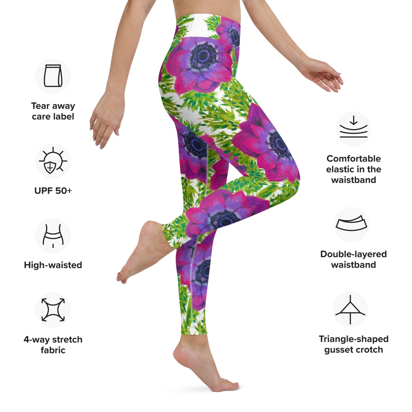 Colorful floral yoga leggings,fitness leggings,workout pants,gym leggings,spandex leggings,high waist leggings,fun leggings,nature lovers