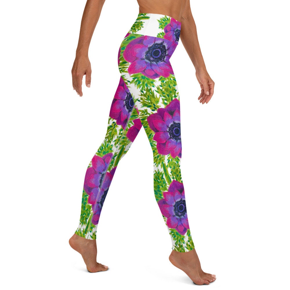 Colorful floral yoga leggings,fitness leggings,workout pants,gym leggings,spandex leggings,high waist leggings,fun leggings,nature lovers