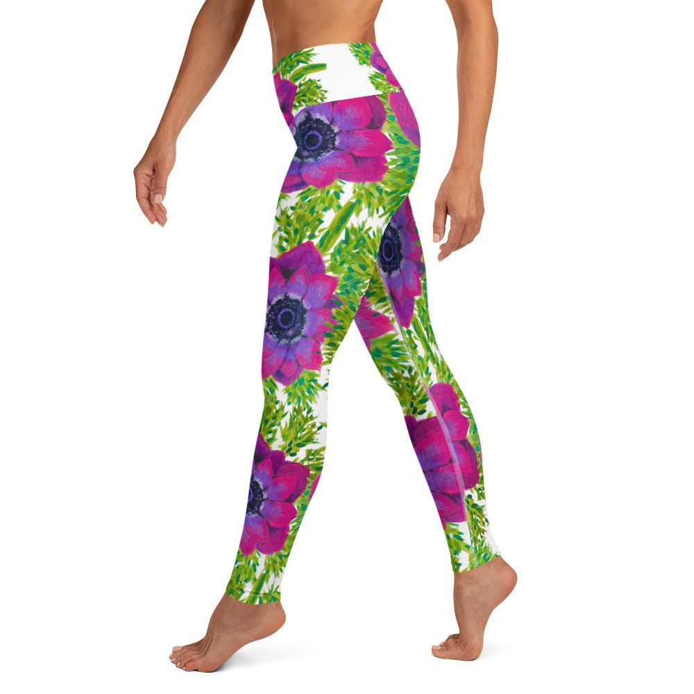 Colorful floral yoga leggings,fitness leggings,workout pants,gym leggings,spandex leggings,high waist leggings,fun leggings,nature lovers