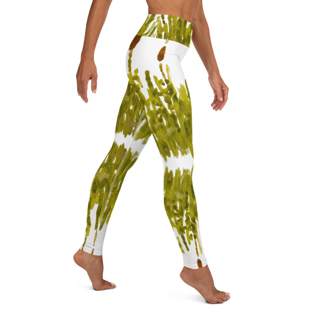 Cattail yoga leggings,high waist leggings,workout pants,gym leggings,fitness leggings,fun leggings,spandex leggings,activewear,floral leggin