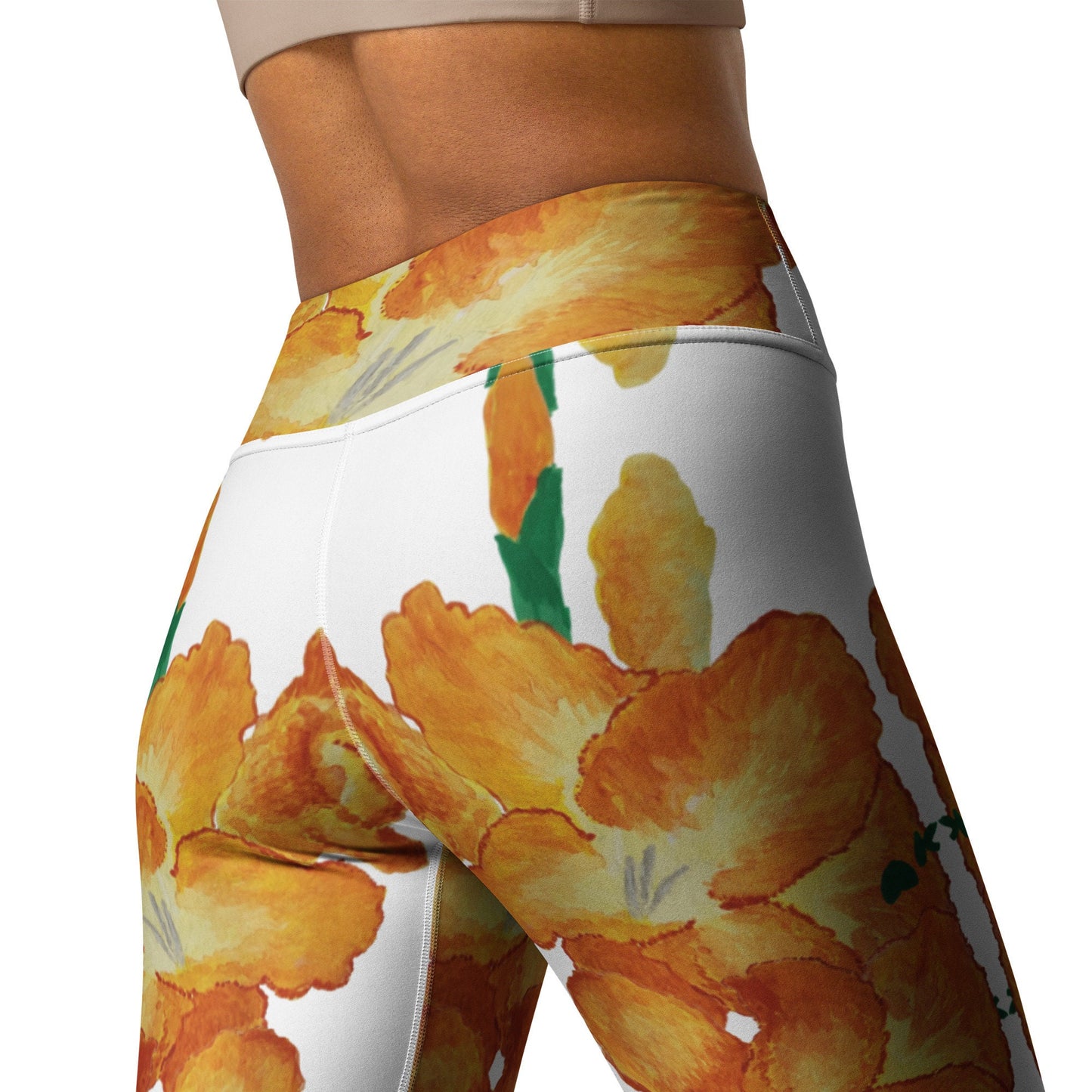 Gladiolus flower yoga leggings,fitness leggings,workout pants,gym leggings,spandex leggings,womens leggings,fun leggings,womens tights