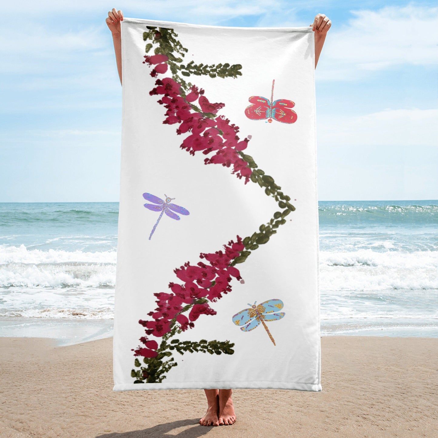 Bath Towel,dragonfly lover gift,botanical towel,guest towel,gym towel,housewares,decor,pool towel,beach towels,kids bath towel,gym towel