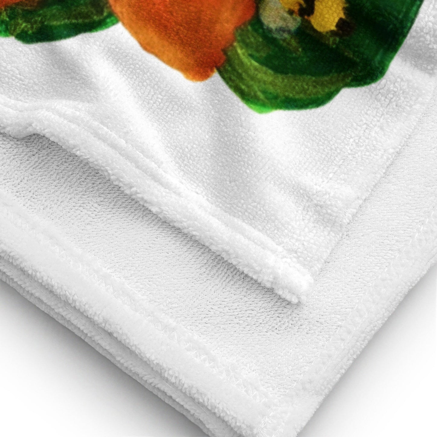 Orange floral towel,bath towel,botanical towel,housewares,decor,pool towel,beach towels,kids bath towel,gym towel,guest towel,bathroom towel