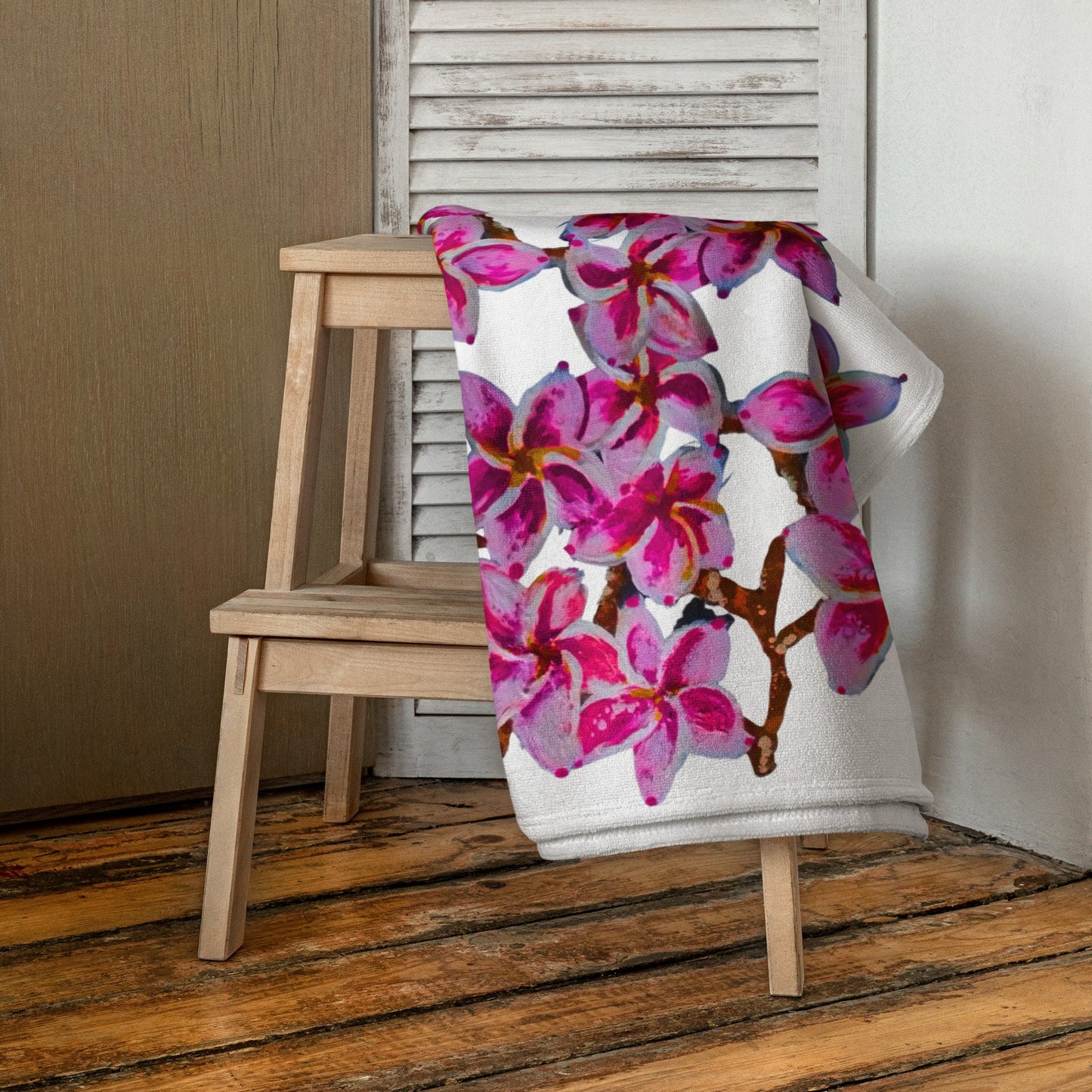 Cherry Blossom floral towel,fall towels,housewares,decor,bath towels,kids bath towels,beach towels,guest towels,botanical towels,gym towels