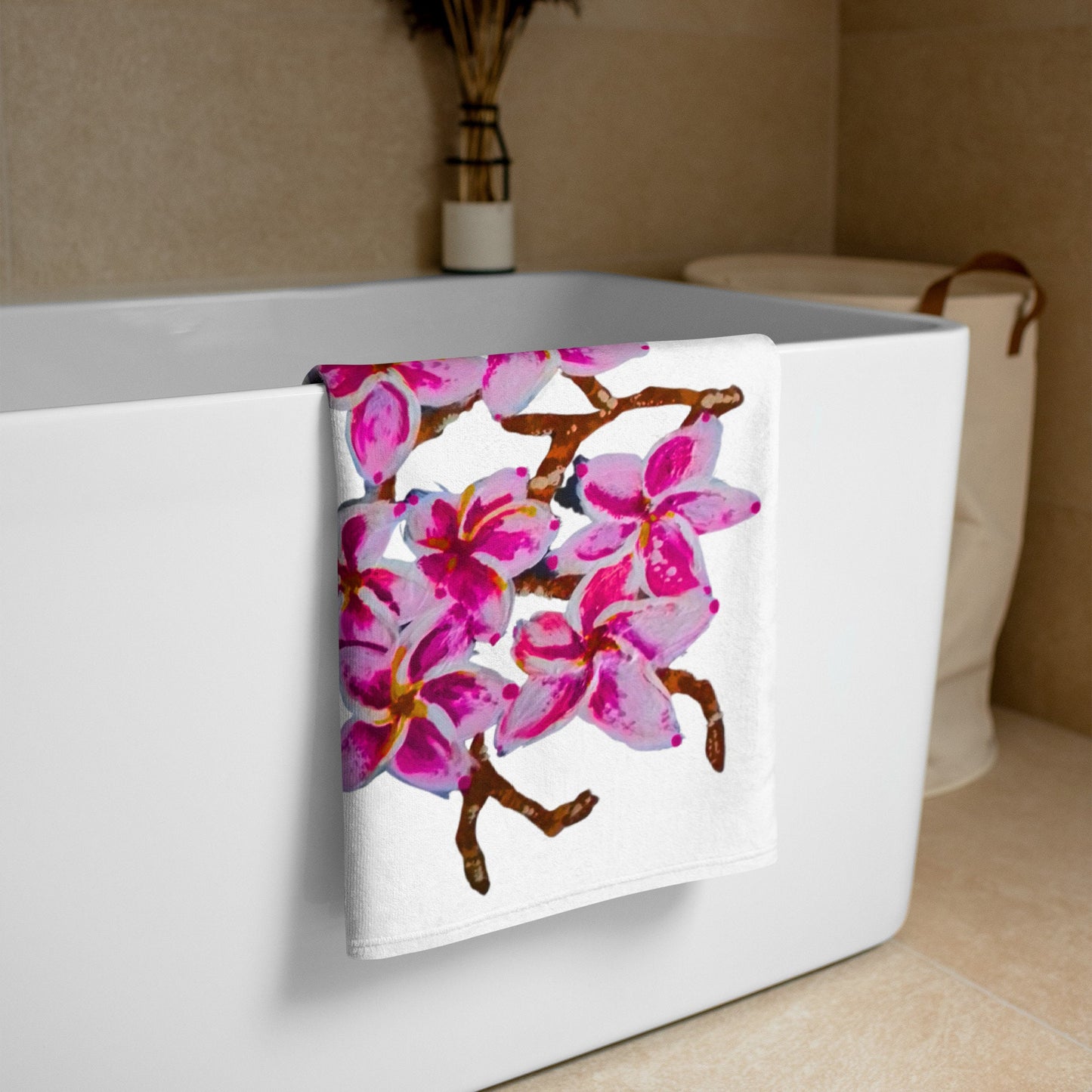 Cherry Blossom floral towel,fall towels,housewares,decor,bath towels,kids bath towels,beach towels,guest towels,botanical towels,gym towels