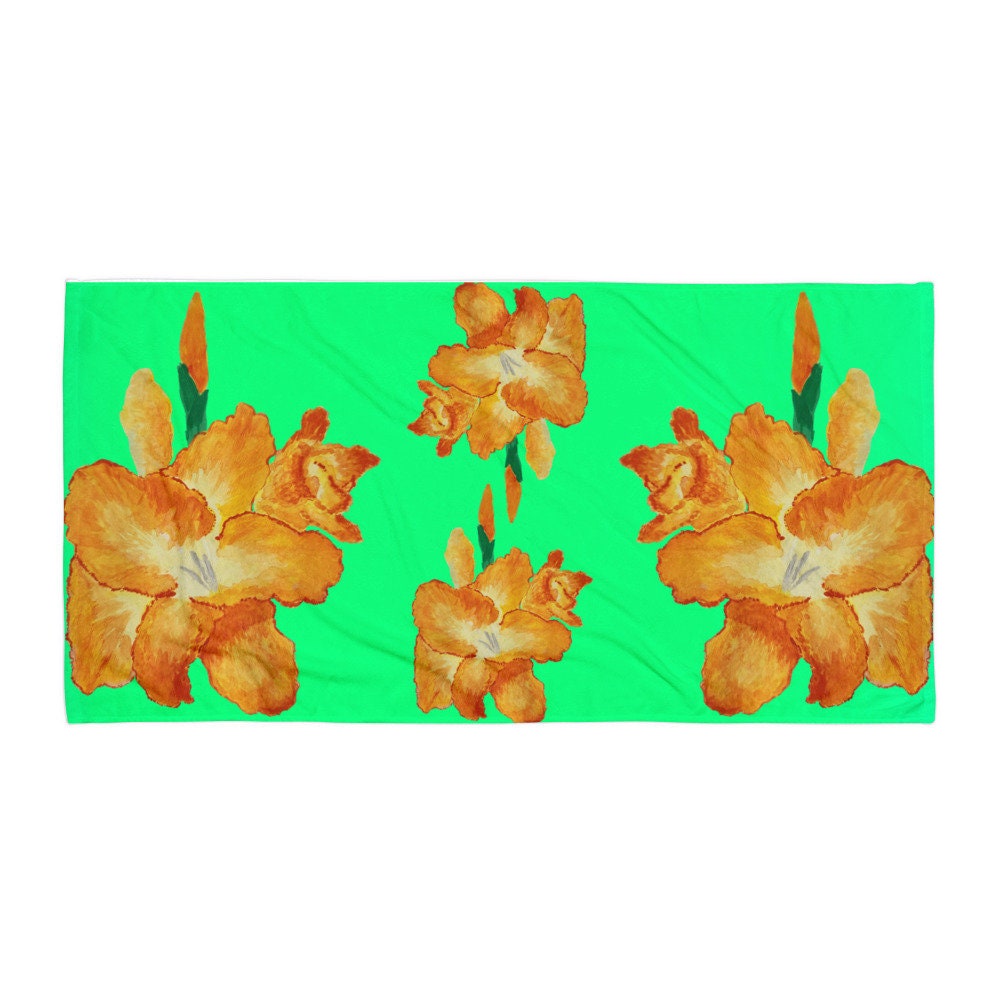 Gladiolus floral towel,fall towels,bath towels,housewares,decor,beach towels,botanical towels,kids bath towels,gym towels,vacation towels