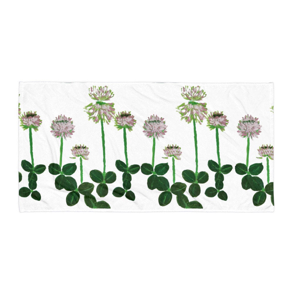 White Clover floral towel,fall towels,bath towels,housewares,decor,guest towels,botanical towels,kids bath towels,beach towels,gym towels