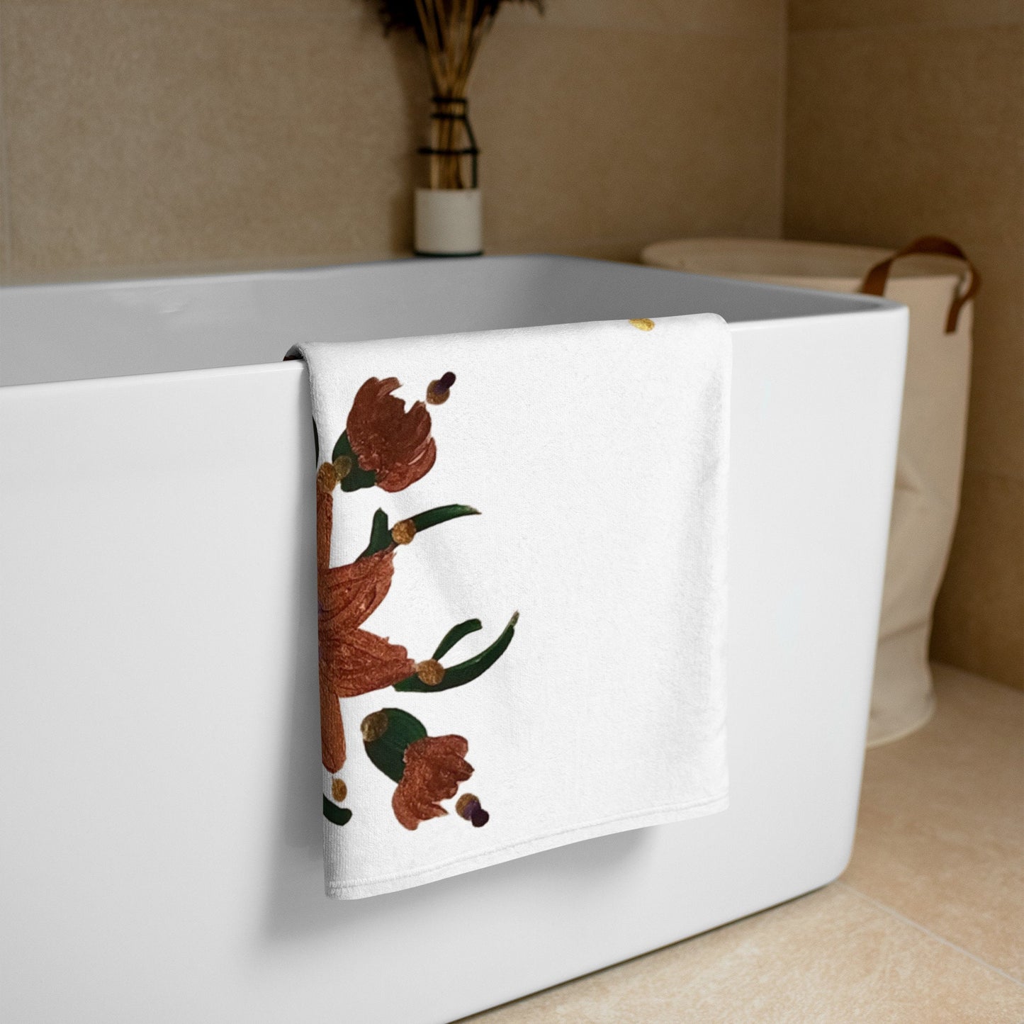 Gold floral towel,fall towels,botanical towels,kids bath towels,housewares,decor,pool towel,beach towels,gym towels,vacation towels