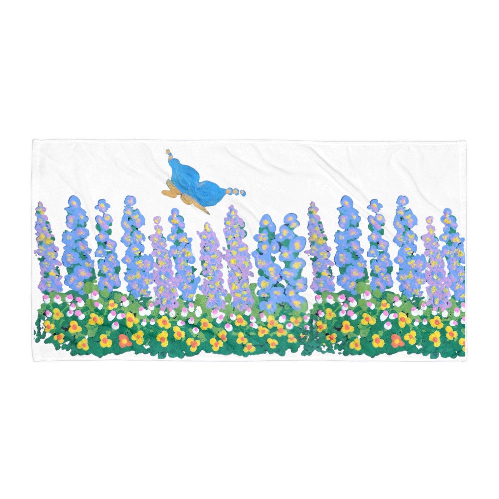 Butterfly floral towel,fall towels,kids bath towels,housewares,decor,botanical towels,guest towel,beach towels,gym towels,vacation towels