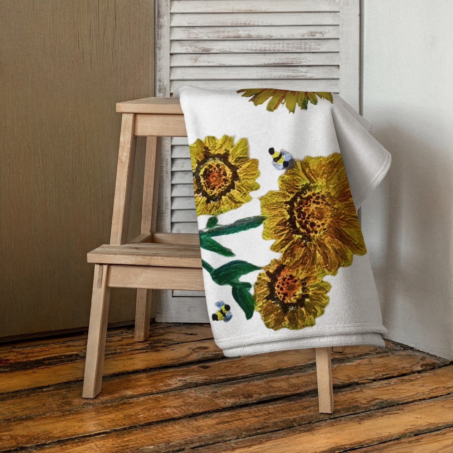 Marigolds floral bath towel,fall towels,botanical towels,housewares,decor,beach towels,kids bath towels,guest towels,nature lovers gift