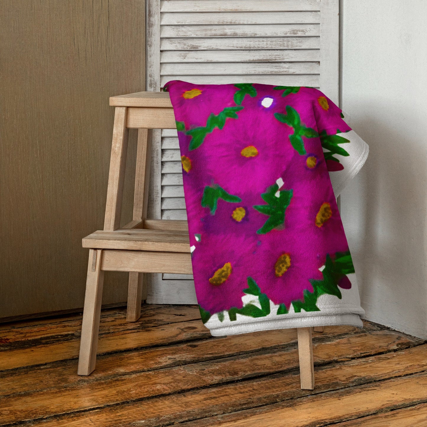 Ice Plant floral bath towels,fall towels,housewares,decor,botanical towels,nature lovers gift,beach towels,kids bath towels,premium towels