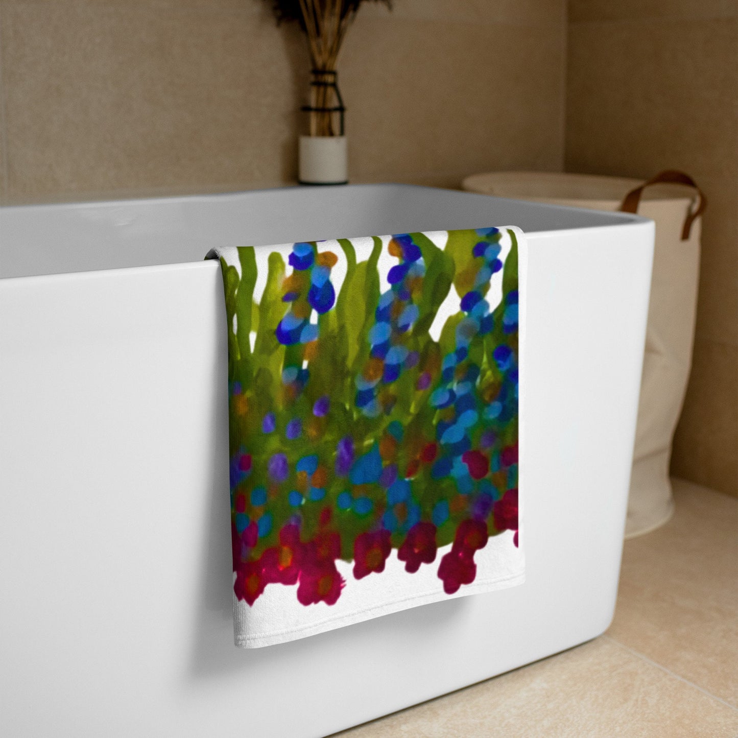 Colorful botanical bath towels,fall towels,housewares,decor,beach towels,kids bath towels,guest towels,colorful towels,premium towels