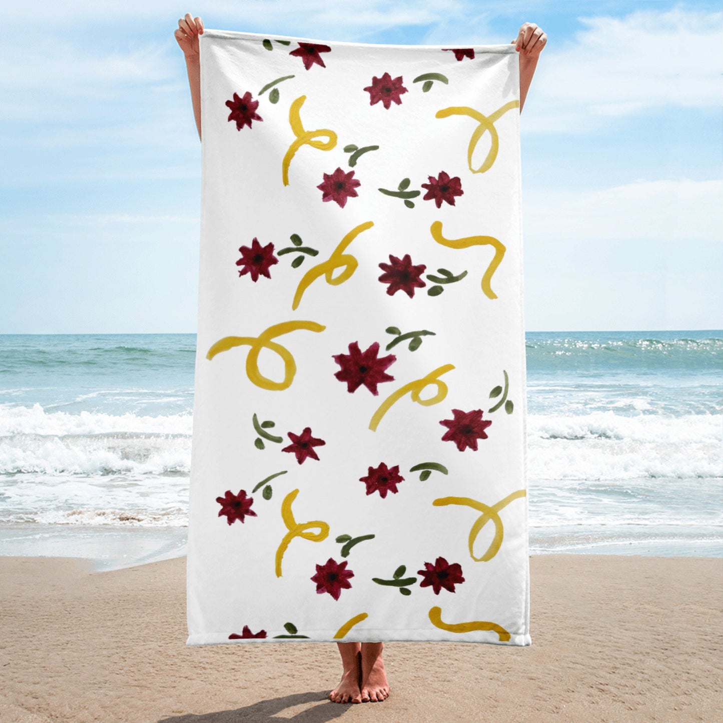 Colorful floral beach towels,fall towels,housewares,decor,botanical towels,kids bath towels,premium towels,guest towels,pool towels