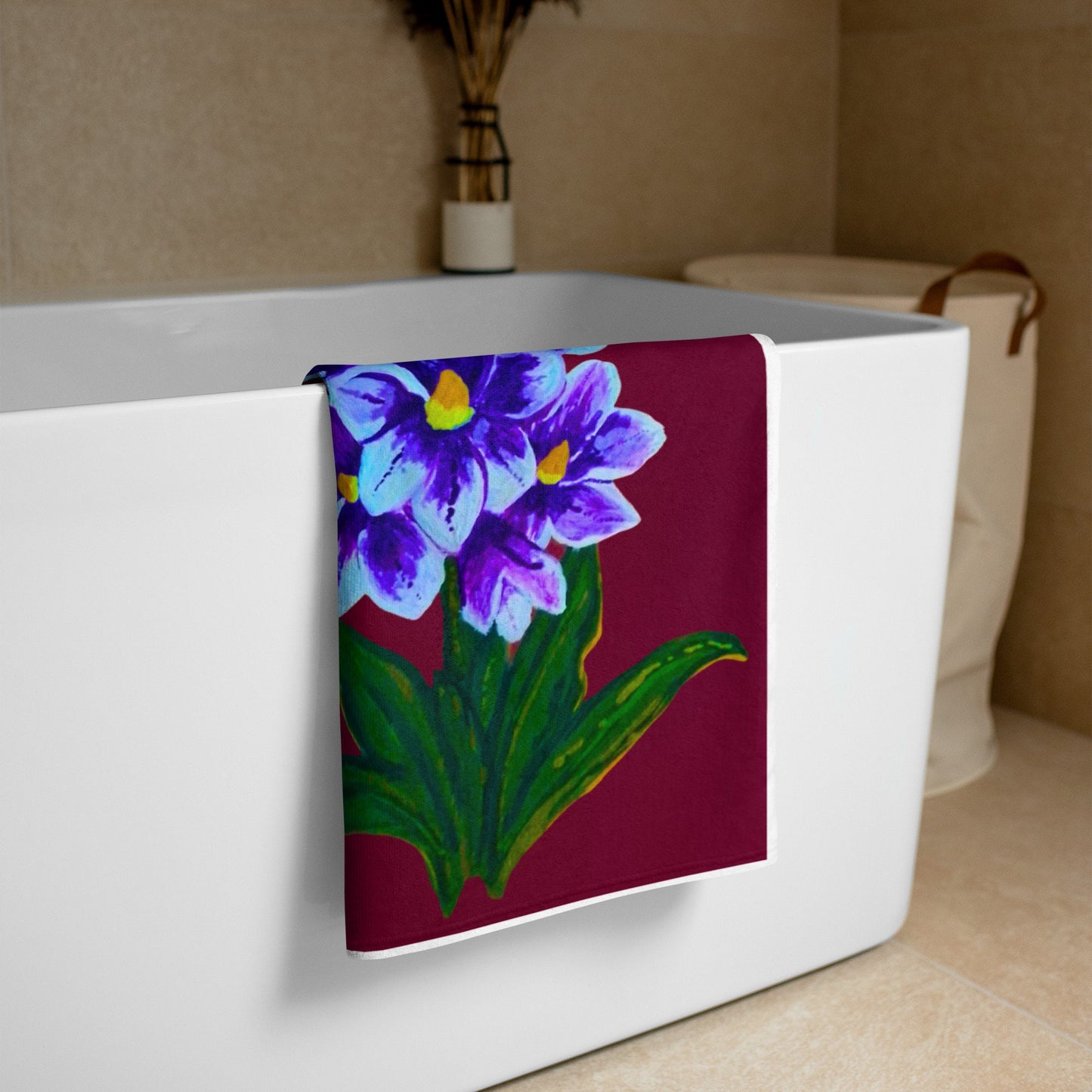 Water Hyacinth Beach Towel,fall towels,housewares,decor,kids bath towels,premium towels,pool towels,nature lovers gift,floral decor,colorful