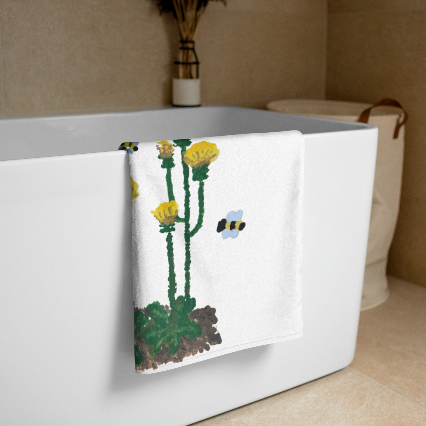 Dandelion floral bath towels,premium towels,fall towels,botanical towels,housewares,decor,beach towels,kids bath towels,guest towels