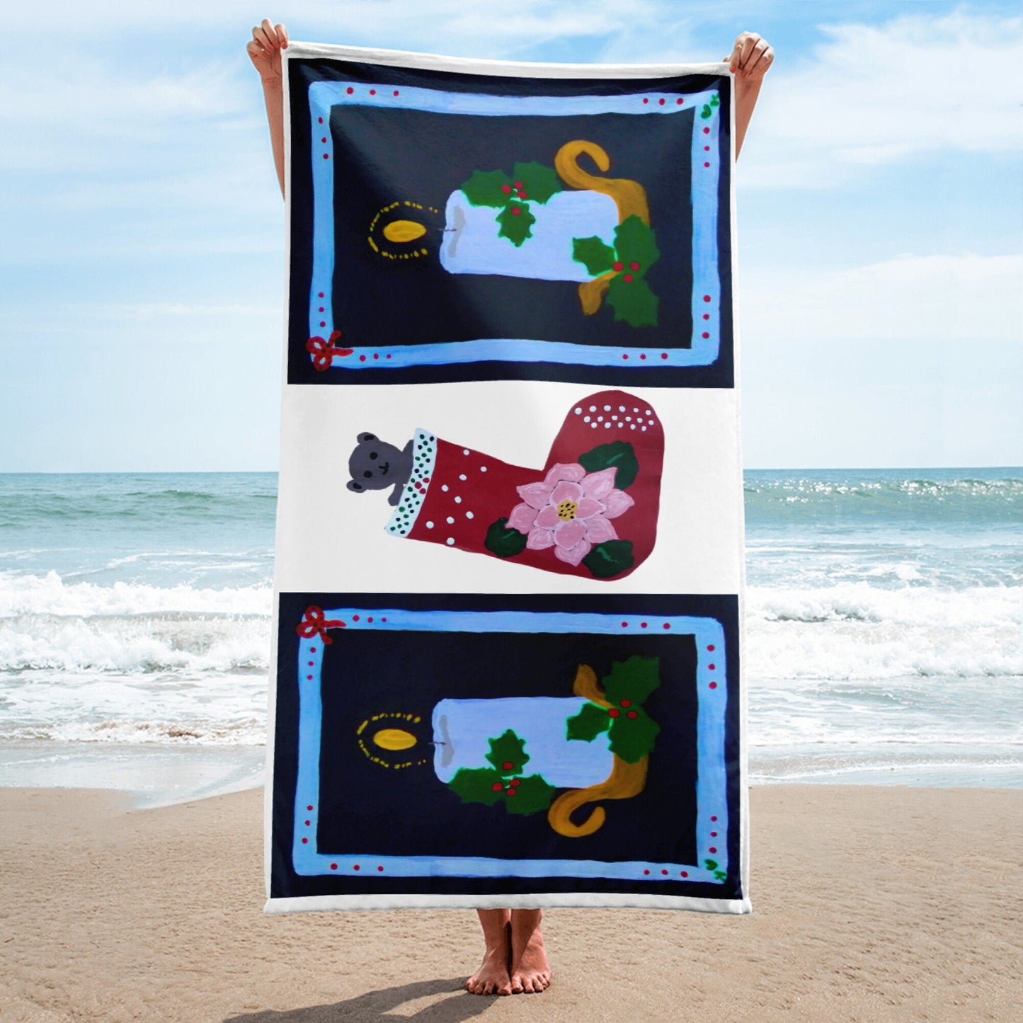 Christmas candles towel,fall towels,beach towels,bath towels,kids bath towels,housewares,decor,holiday decor,hanging towels,guest towels