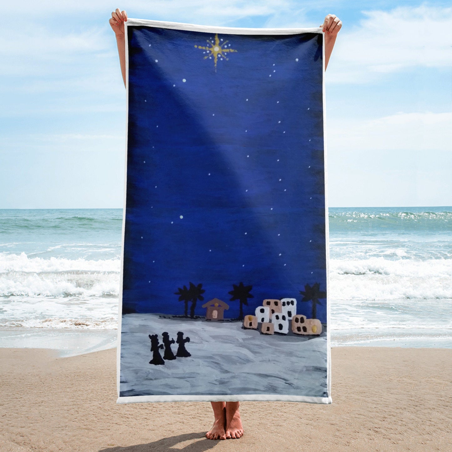 Christmas Scene Towel,fall towels,housewares,holiday decor,decor,artistic towels,guest towels,beach towels,decorative towels