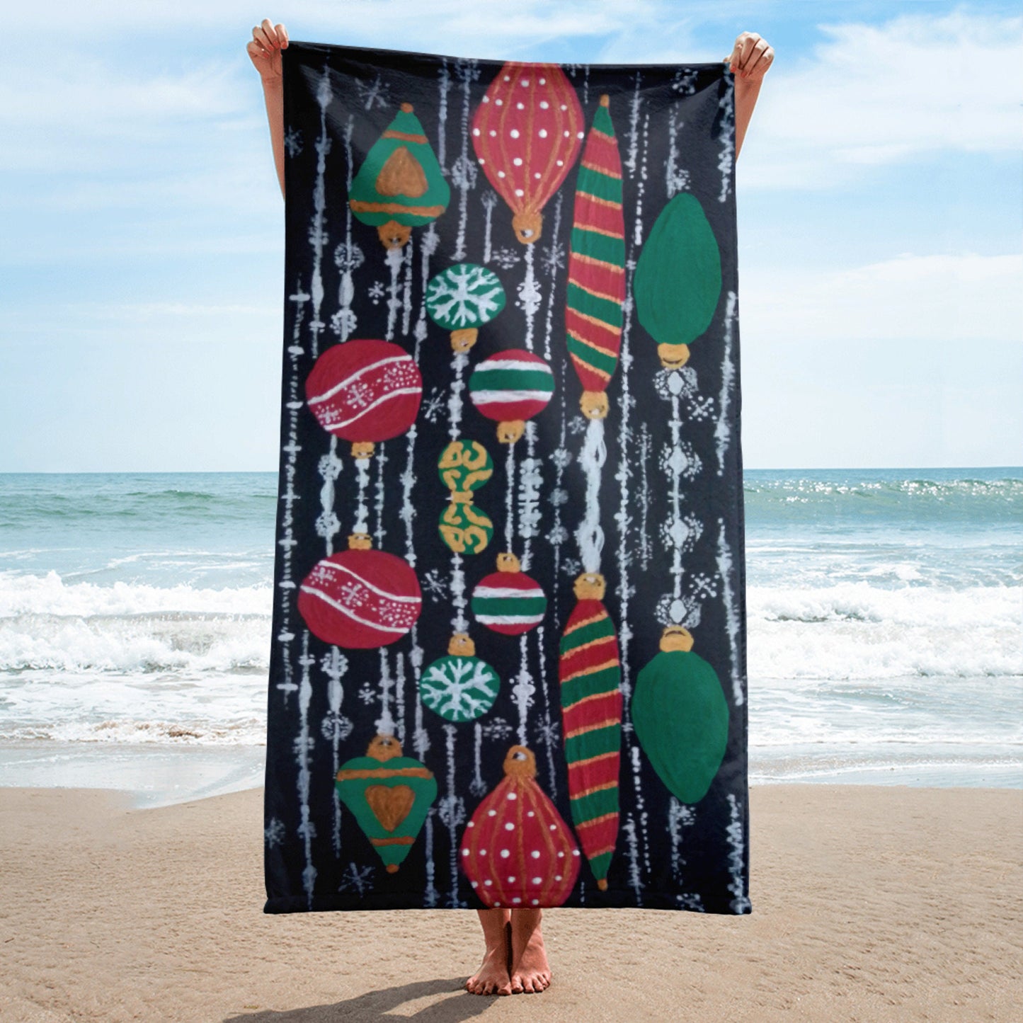 Holiday Ornaments Towel,fall towels,housewares,holiday decor,decor,guest towels,beach towels,kids bath towels