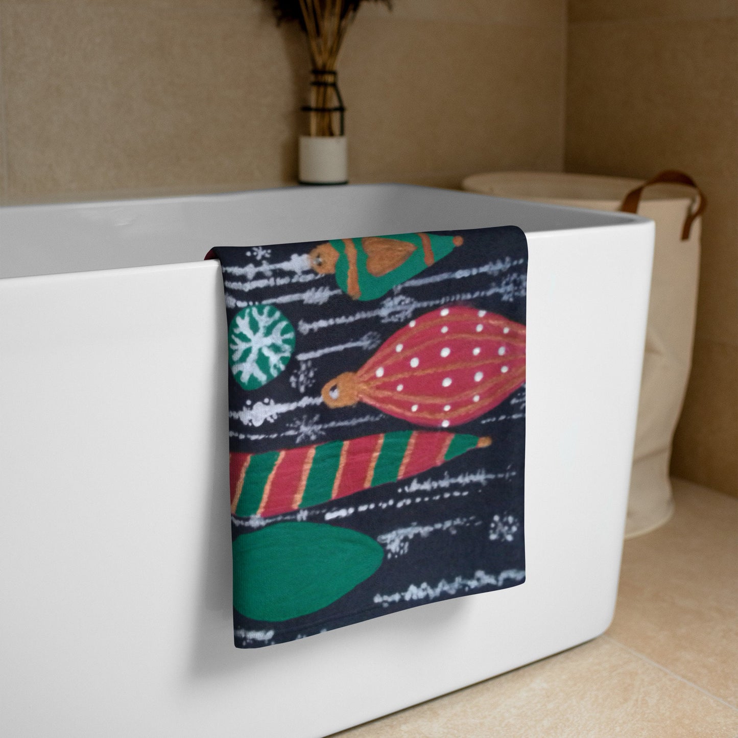 Holiday Ornaments Towel,fall towels,housewares,holiday decor,decor,guest towels,beach towels,kids bath towels