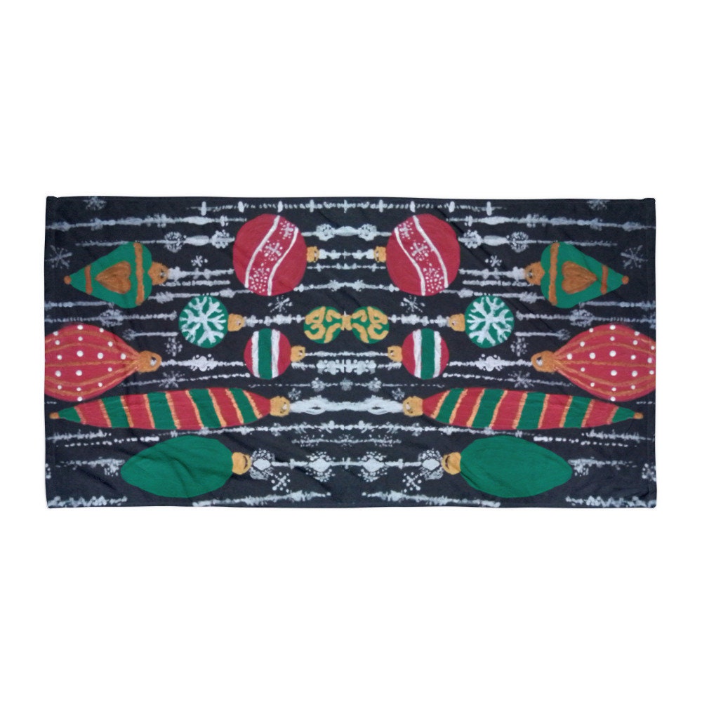 Holiday Ornaments Towel,fall towels,housewares,holiday decor,decor,guest towels,beach towels,kids bath towels