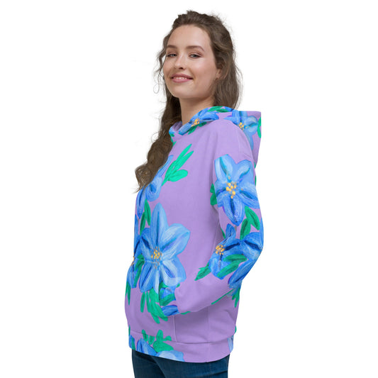 Forget Me Not Unisex Hoodie,floral hoodie,hoodie with pockets,pullover hoodie,trending hoodie,nature hoodie,plus size hoodie