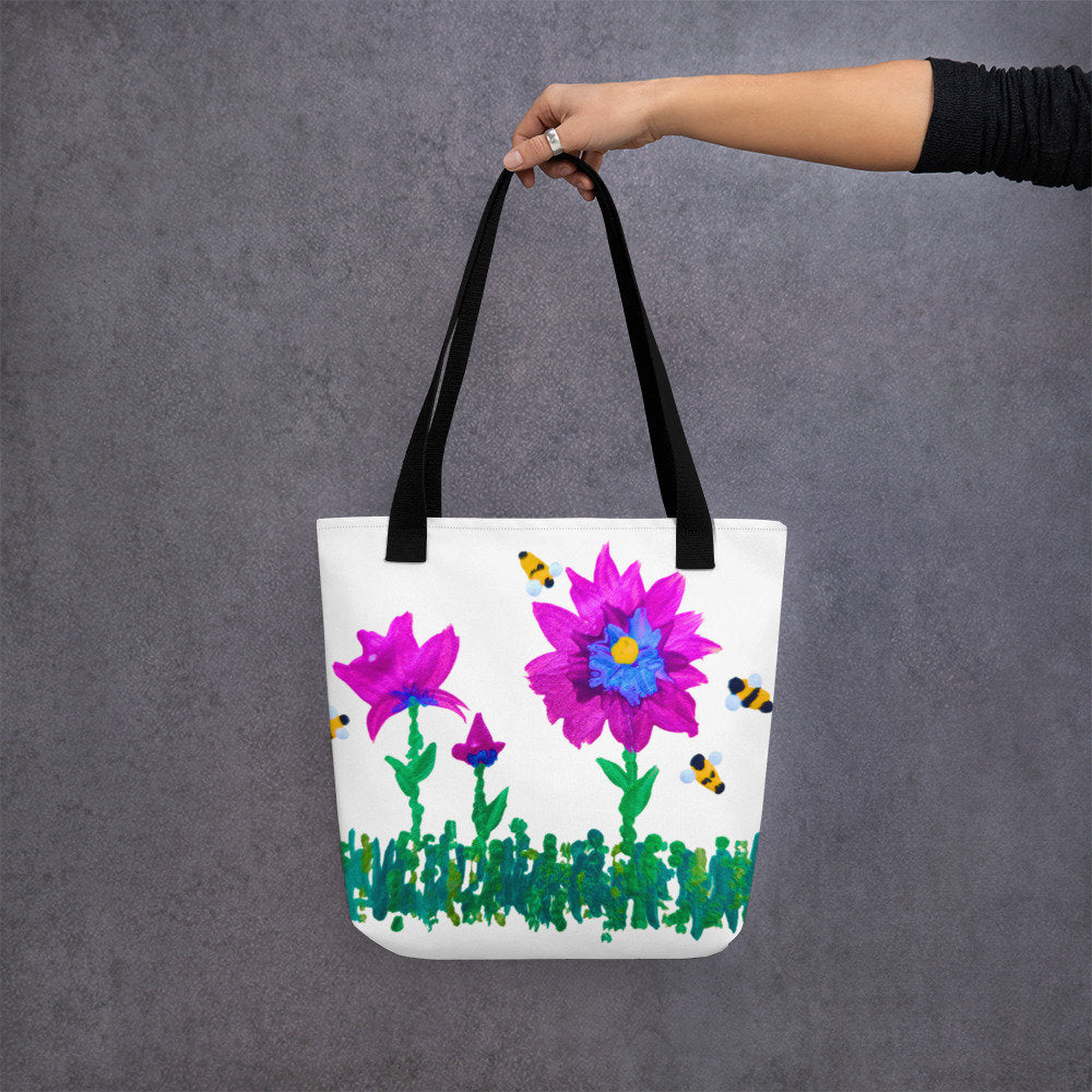Pink and Blue Floral Tote Bag,reusable tote bag,nurse tote bag,farmers market tote bag,botanical tote,colorful tote bag