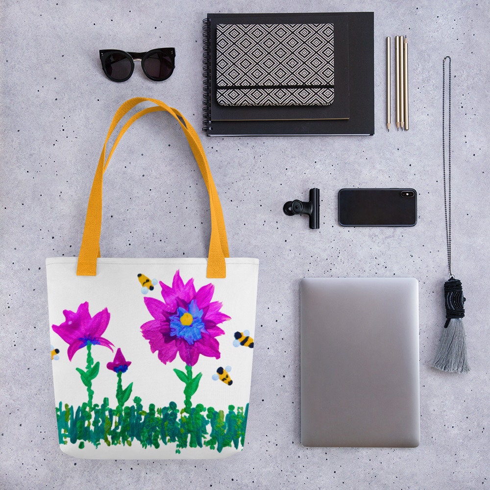 Pink and Blue Floral Tote Bag,reusable tote bag,nurse tote bag,farmers market tote bag,botanical tote,colorful tote bag
