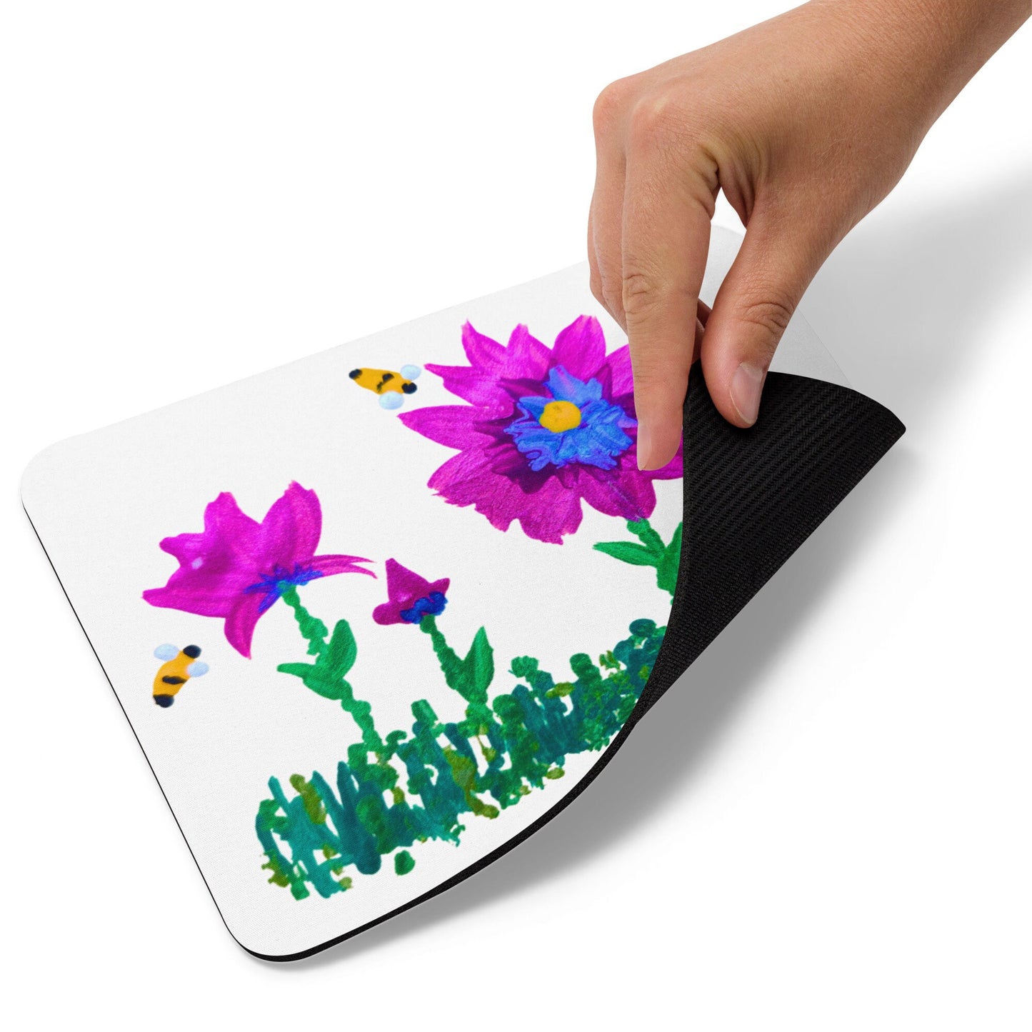 Pink and Blue Floral Mousepad,gaming mousepad,girly mousepad,gift for nerds,aesthetic mousepad,desk accessaries,colorful mouse pad