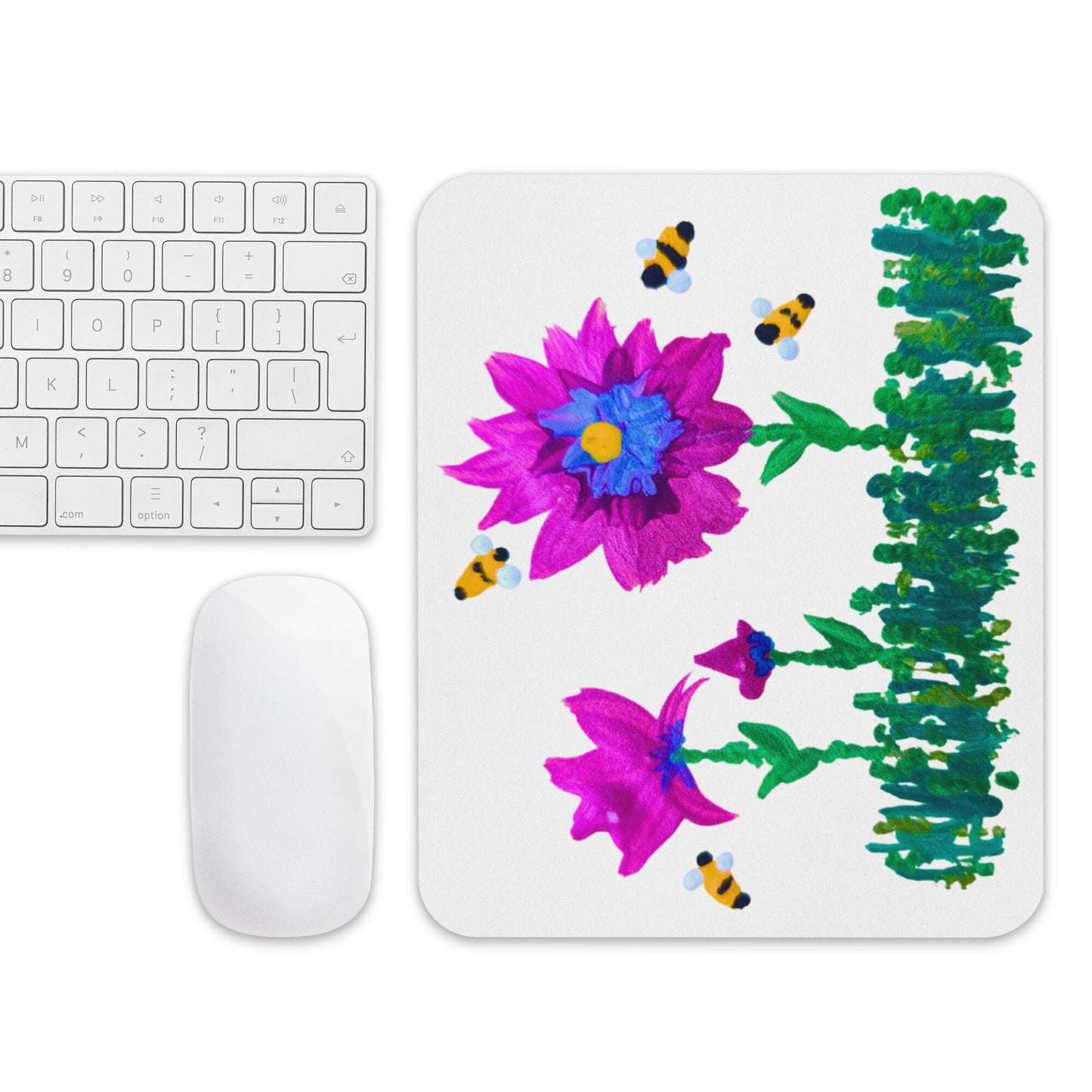Pink and Blue Floral Mousepad,gaming mousepad,girly mousepad,gift for nerds,aesthetic mousepad,desk accessaries,colorful mouse pad