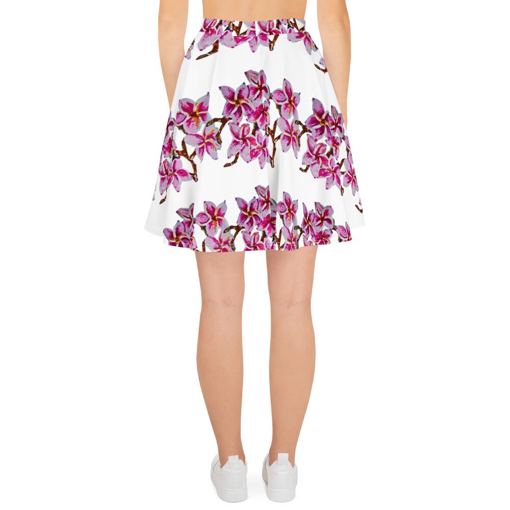 Cherry Blossom Flared Skirt,ruffle skirt,pleated skirt,flowy skirt,plus size skirt,elastic waist skirt,floral skirt