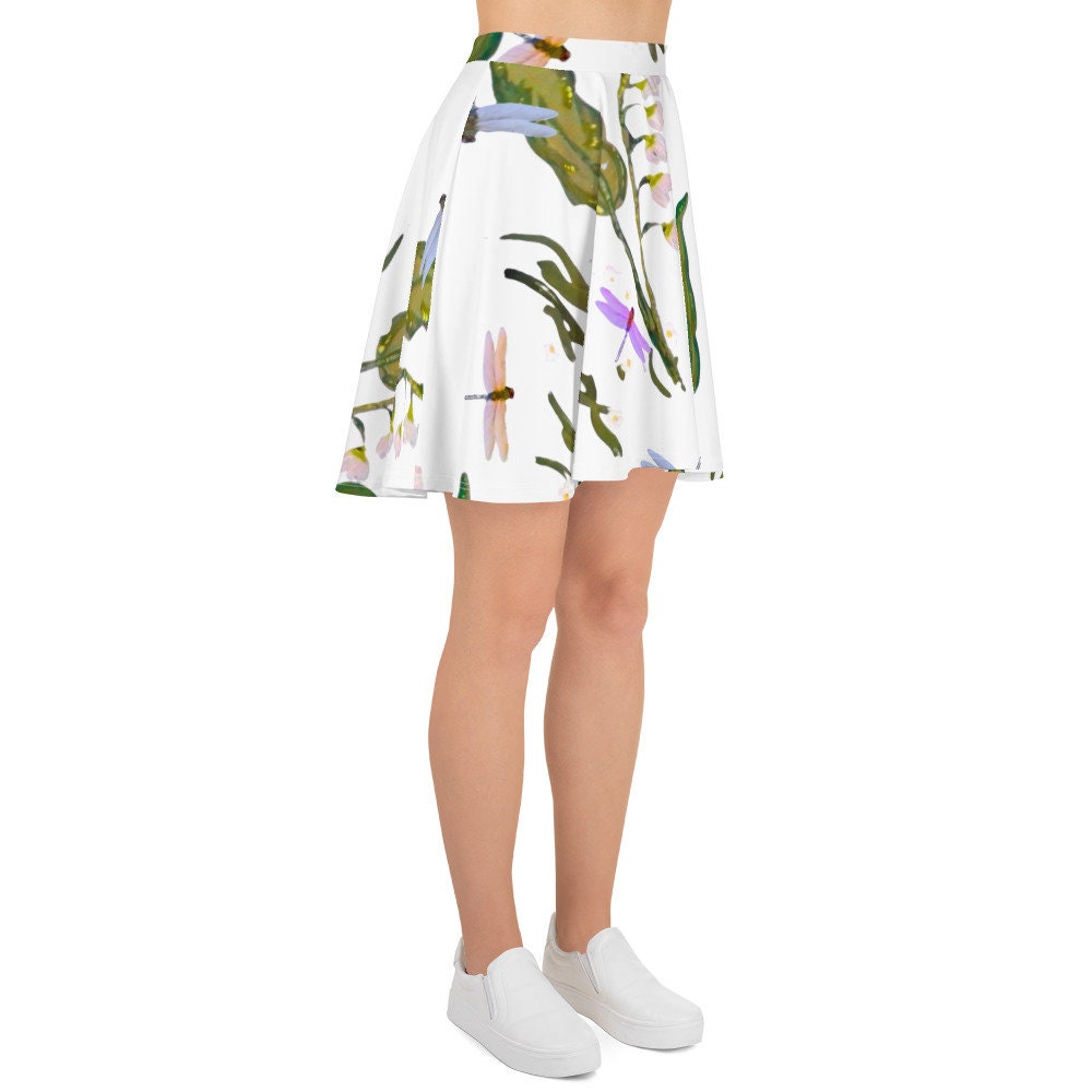 Dragonfly Skirt,flower skirt,gift for sisters,pleated skirt,office skirt,elastic waist,plus size,ruffle skirt