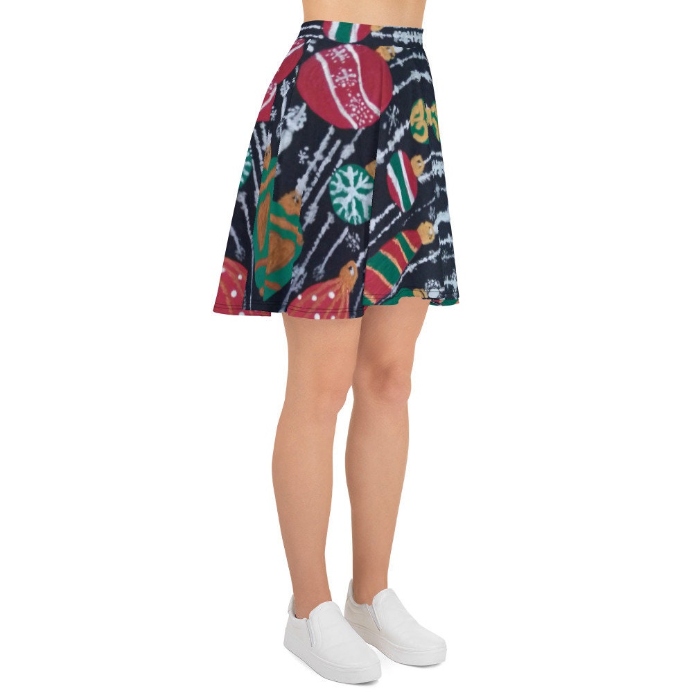 Holiday Skater Skirt,elastic waist skirt,plus size skirt,colorful skirt,cute skirt,christmas skirt,flared skirt