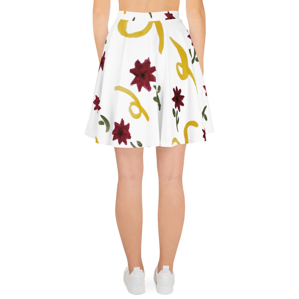 Floral Pattern Skirt,gift for sisters,elastic waist skirt,plus size skirt,pleated skirt,office skirt,colorful skirt