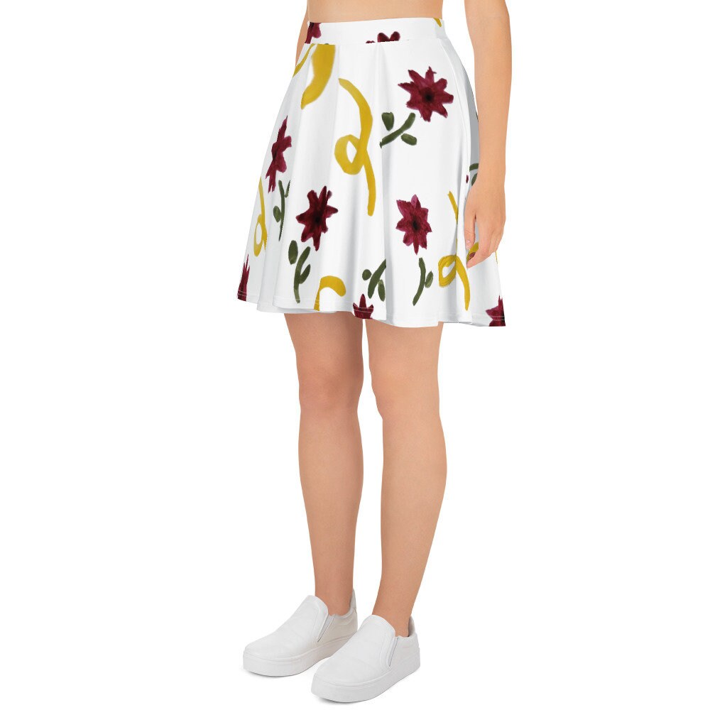 Floral Pattern Skirt,gift for sisters,elastic waist skirt,plus size skirt,pleated skirt,office skirt,colorful skirt