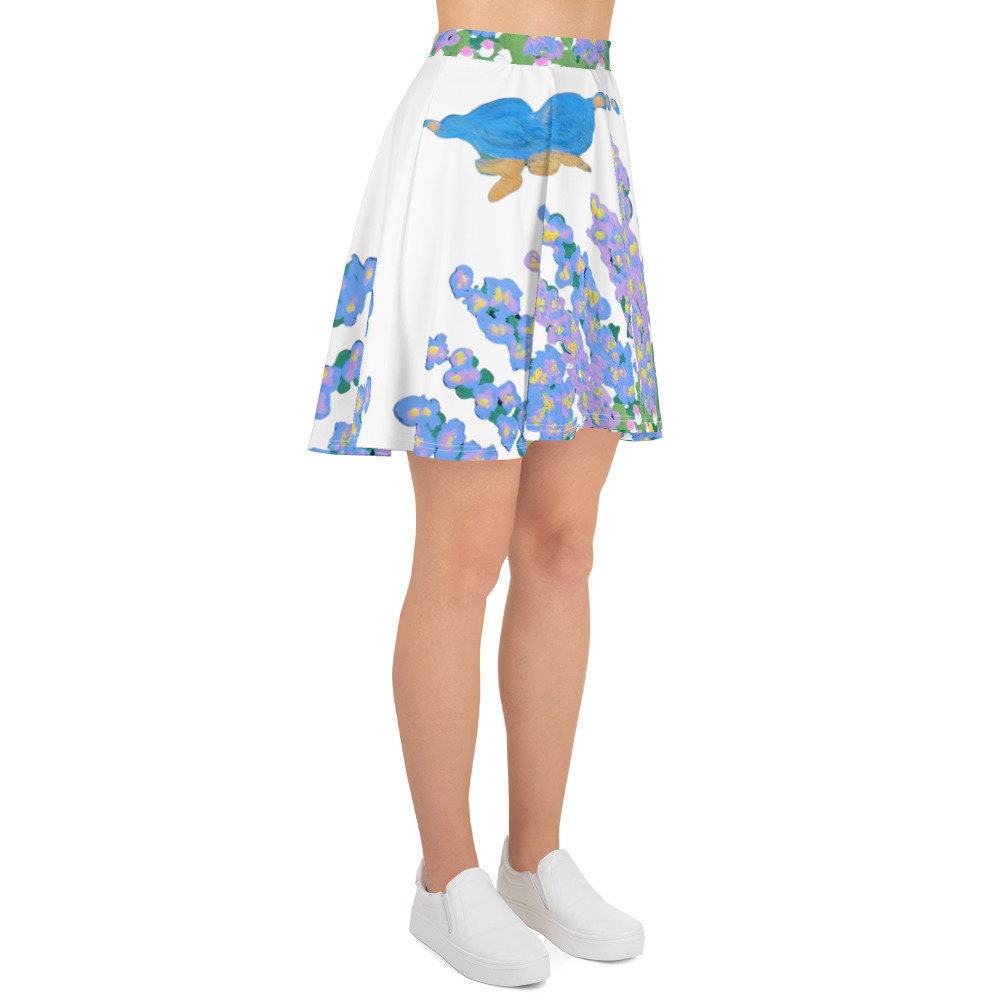 Pastel Skirt,butterfly,pastel watercolor,floral skirt,flower skirt,colorful skirt,botanical skirt,flared skirt