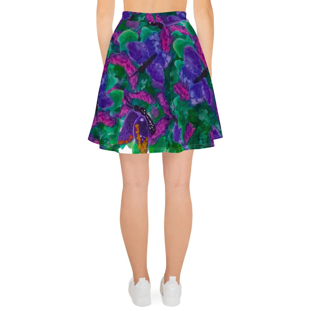 Colorful Butterfly Skirt,knee length skirt,elastic waist skirt,office skirt,floral skirt,plus size,flowy skirt,cute skirt