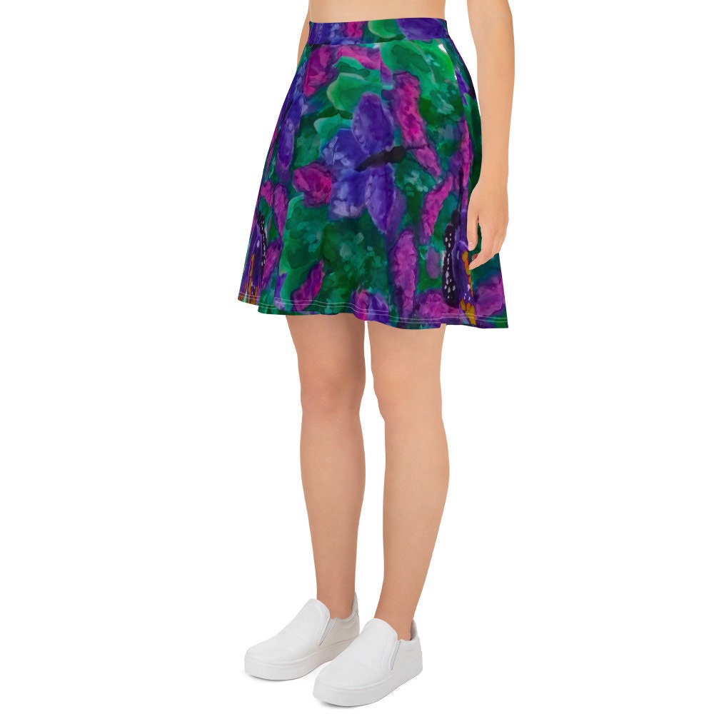 Colorful Butterfly Skirt,knee length skirt,elastic waist skirt,office skirt,floral skirt,plus size,flowy skirt,cute skirt