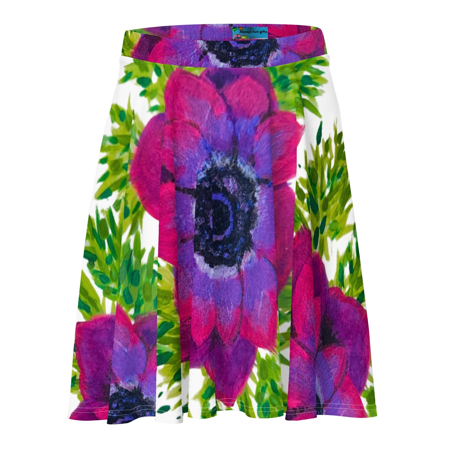 Bright Pink Floral Skirt,elastic waist,knee length,gift for sisters,office skirt,plus size,flower skirt,colorful skirt,ruffle skirt