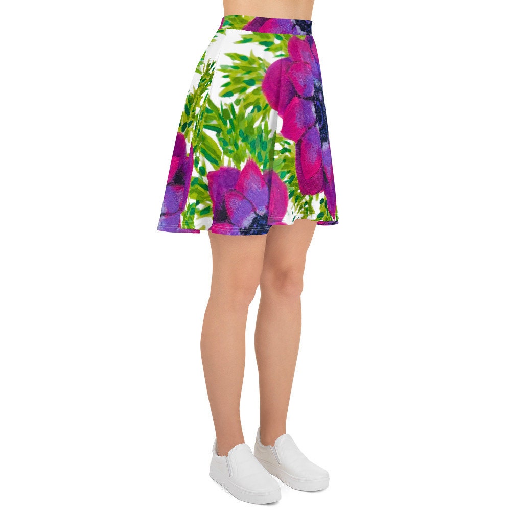 Bright Pink Floral Skirt,elastic waist,knee length,gift for sisters,office skirt,plus size,flower skirt,colorful skirt,ruffle skirt