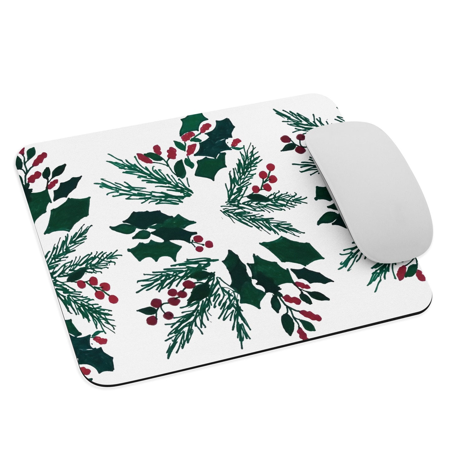 Holly Wreath Mousepad,floral mousepad,aesthetic mousepad,holiday mousepad,desk accessories,gifts for nerds,work from home,botanical mousepad