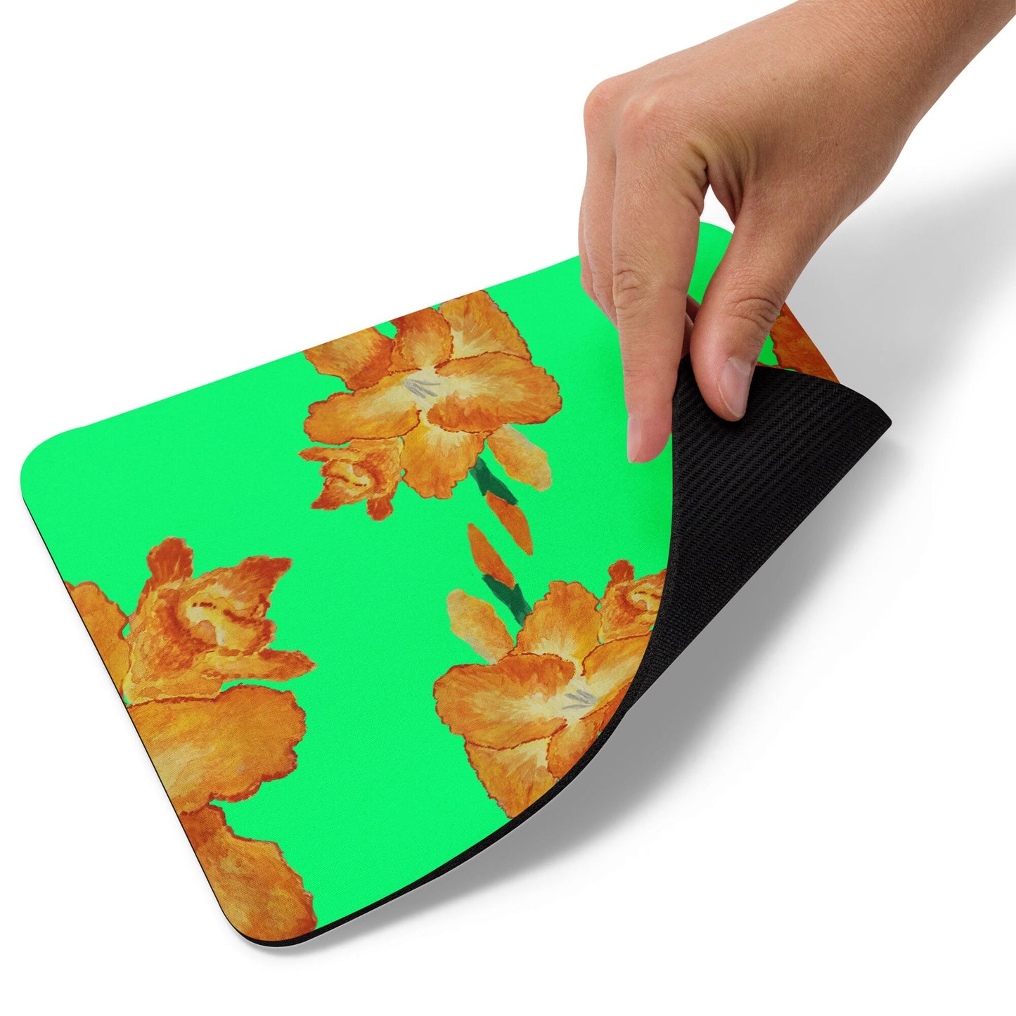 Gladiolus Floral Mouse Pad,wildflower mousepad,green mousepad,yellow flower,desk decor,botanical mousepad,desk accessories,cute mousepad