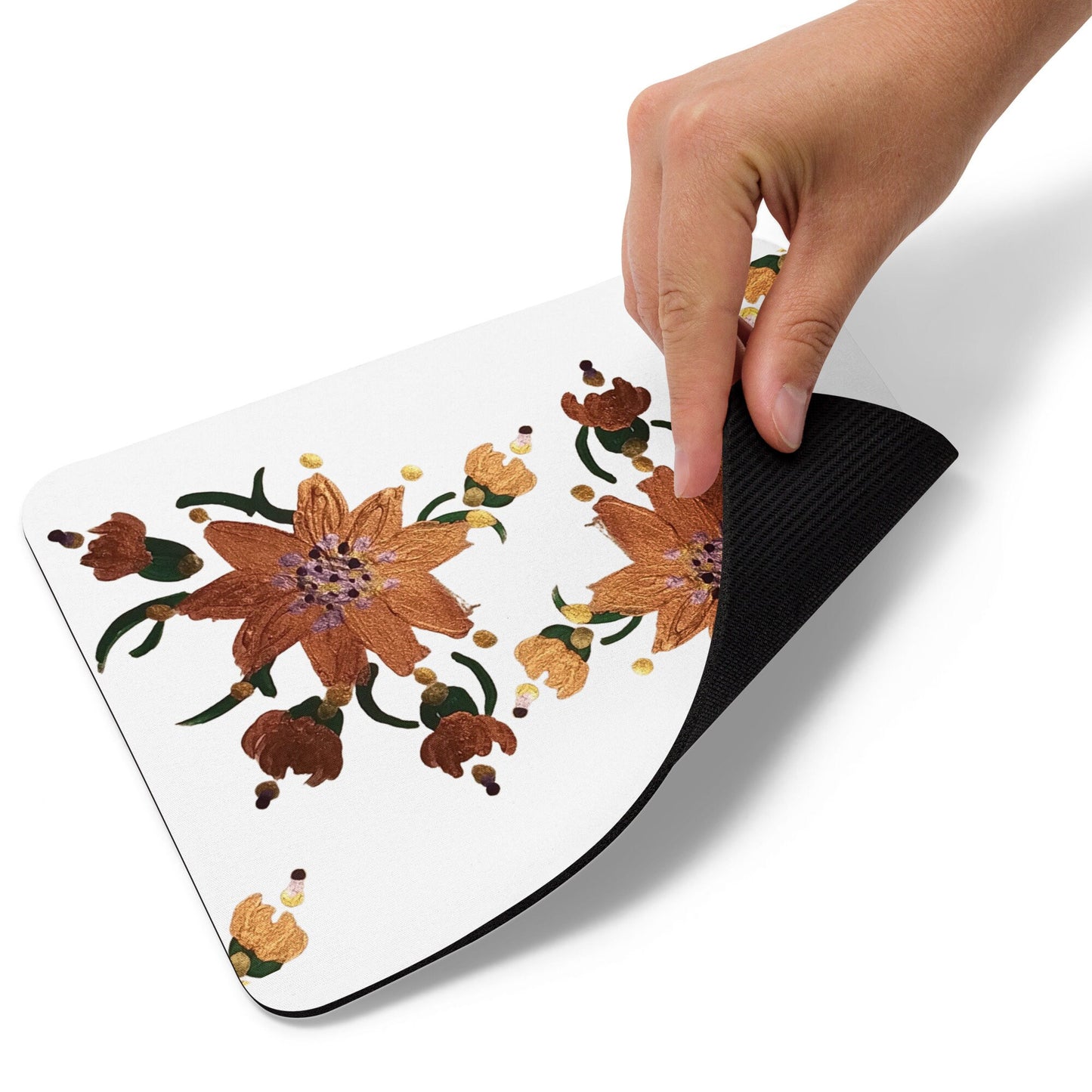 Gold Floral Mousepad,girly mousepad,wildflower mousepad,botanical mousepad,gifts for nerds,aesthetic mousepad