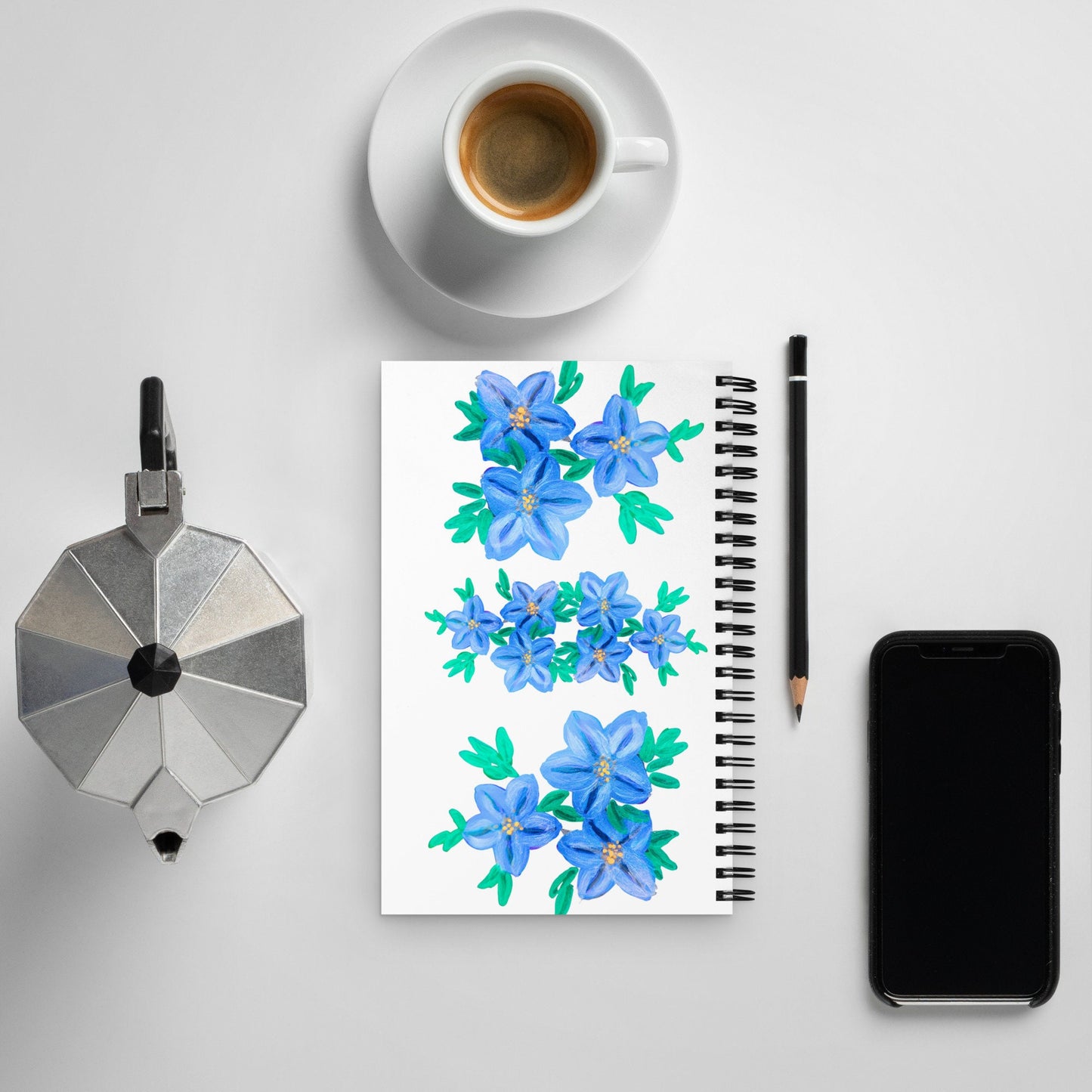 Forget Me Not Spiral Notebook,dream journal,lined notebook,manifesting journal,minimalist journal,gardening journal