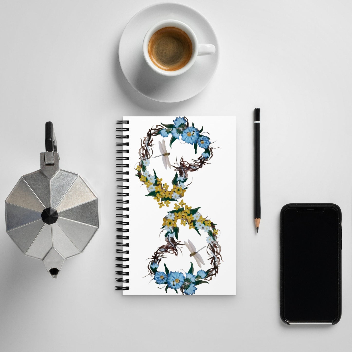 Heart Wreath Spiral Notebook,lined notebook,mindfullness journal,dream journal,daily journal,nature journal