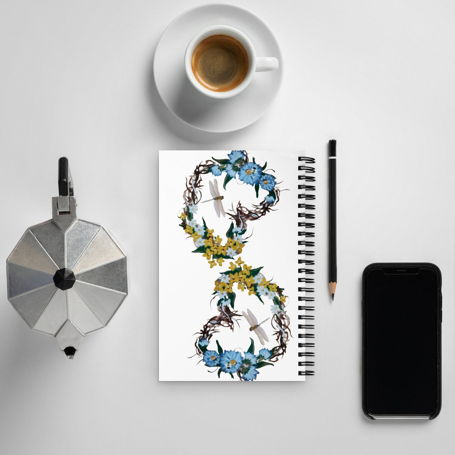 Heart Wreath Spiral Notebook,lined notebook,mindfullness journal,dream journal,daily journal,nature journal