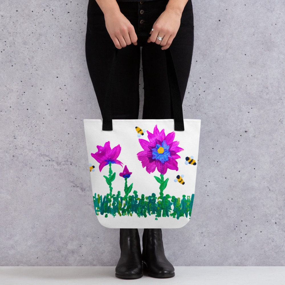 Pink and Blue Floral Tote Bag,reusable tote bag,nurse tote bag,farmers market tote bag,botanical tote,colorful tote bag