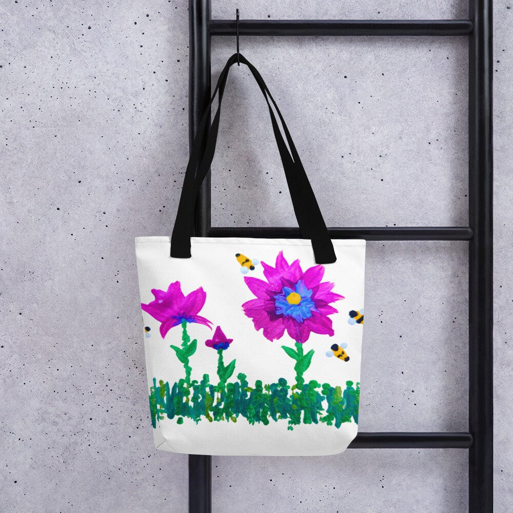 Pink and Blue Floral Tote Bag,reusable tote bag,nurse tote bag,farmers market tote bag,botanical tote,colorful tote bag