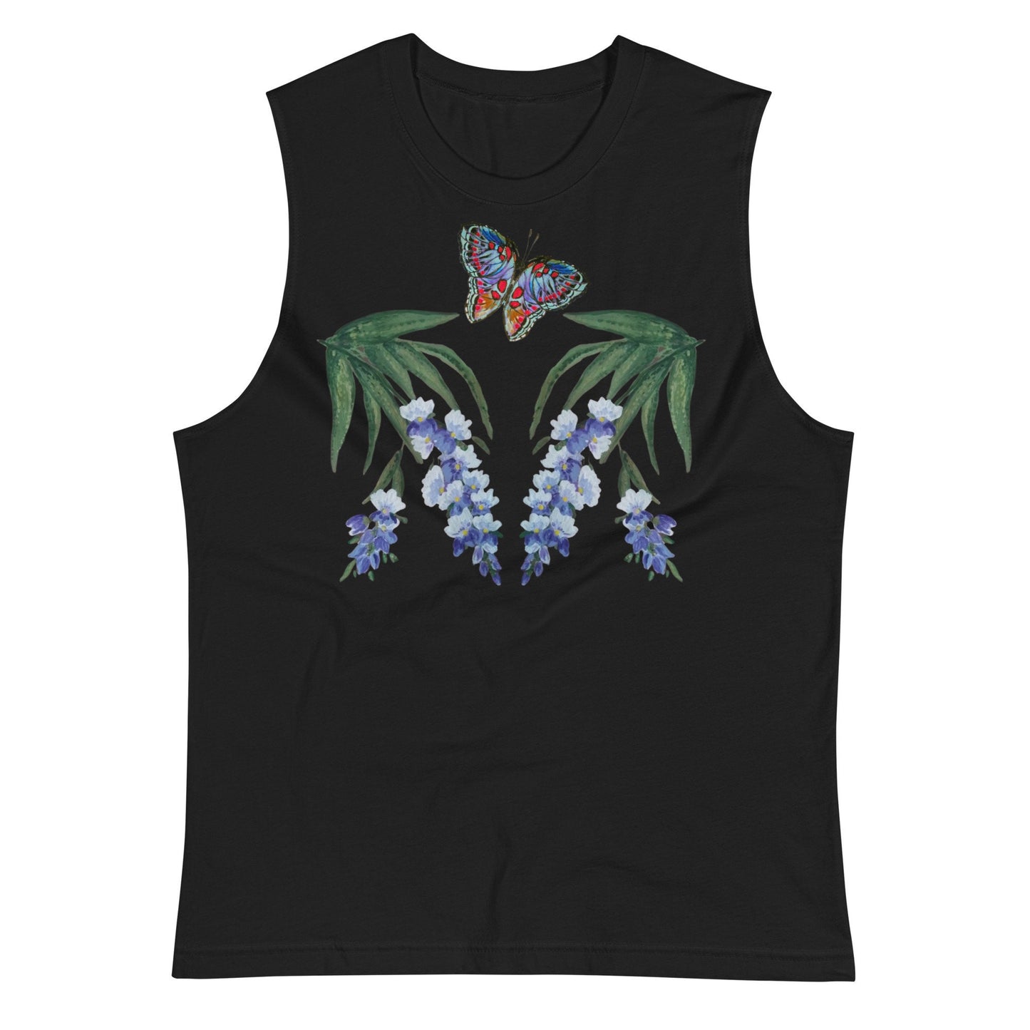 Monarch Wisteria Shirt,wildflowers shirt,botanical shirt,butterfly top,painted floral shirt,plants shirt,pastel colors